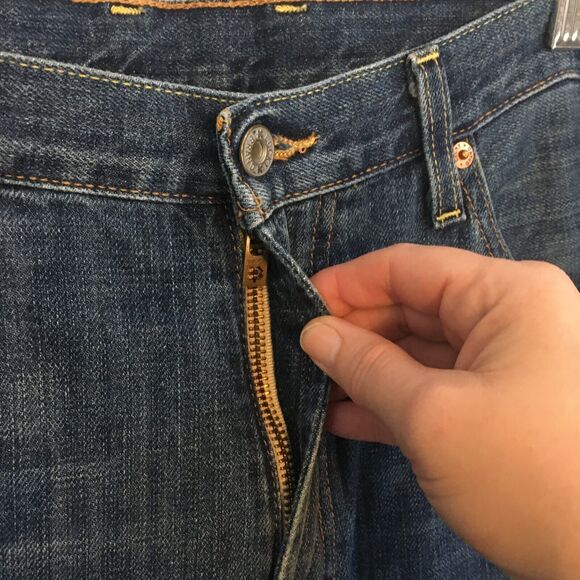 Lucky Brand Mens Blue Denim Relaxed Straight Leg Jeans, 2012 34 Short - Picture 4 of 11